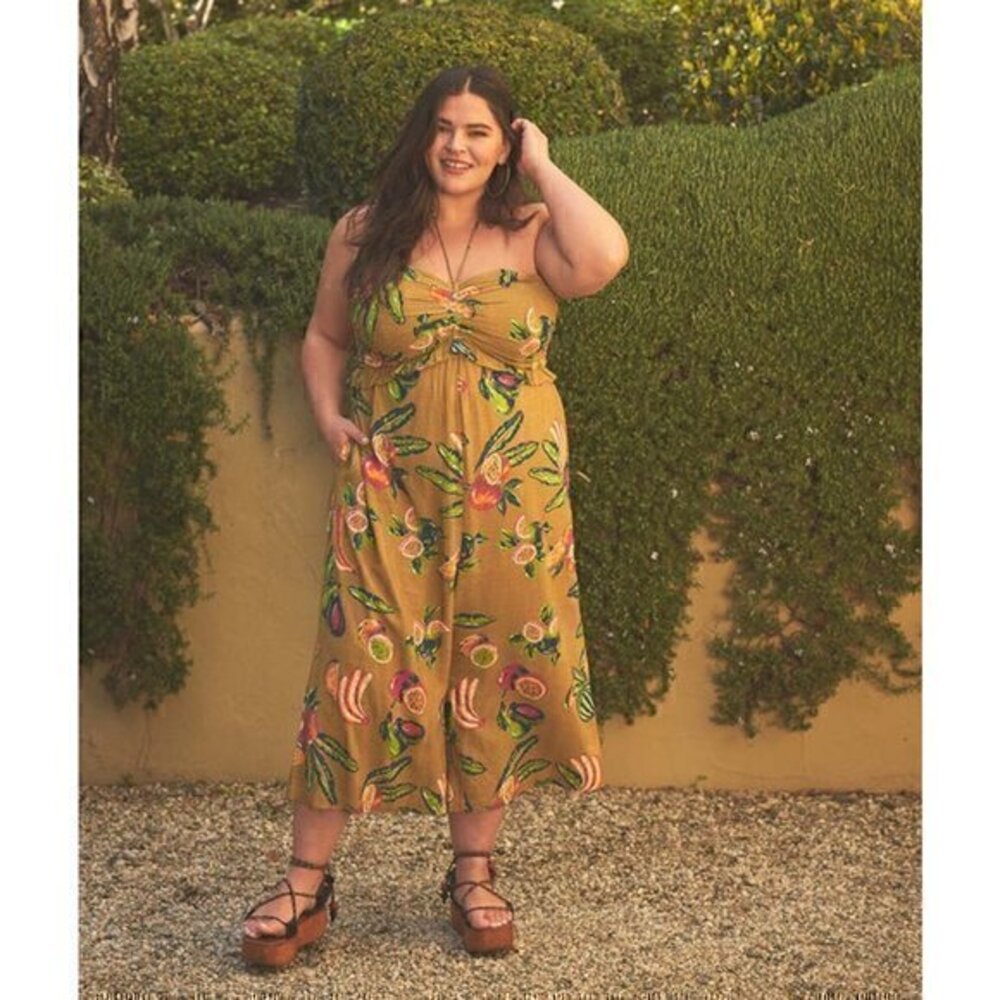 The Odells Isla Jumpsuit Linen Olive Size XL NWT